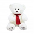 Urso de Pelúcia Branco com Cachecol Vermelho - 35cm