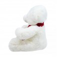 Urso de Pelúcia Branco com Cachecol Vermelho - 35cm