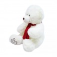 Urso de Pelúcia Branco com Cachecol Vermelho - 35cm