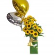 Splendid Sunflower Arrangement with Balloons