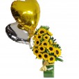 Splendid Sunflower Arrangement with Balloons